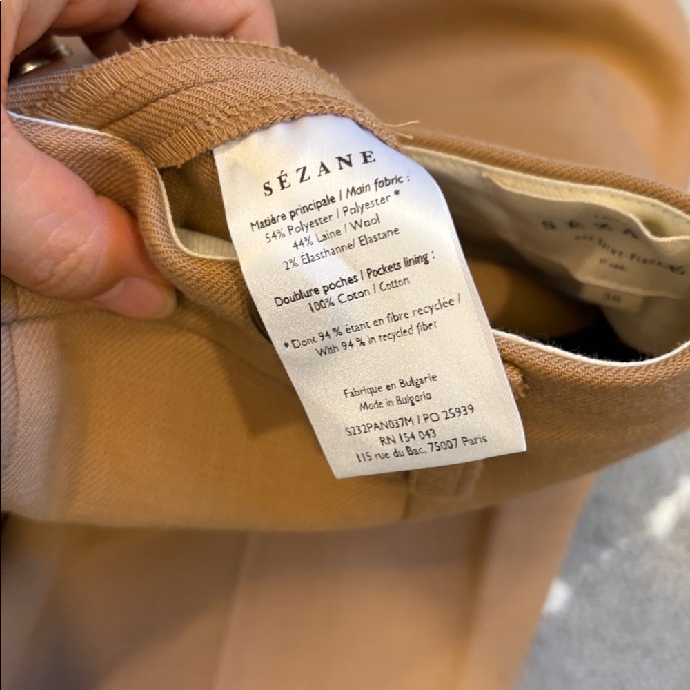 Sezane High-Rise Wide-Leg Pants in Camel - Picture 7 of 8